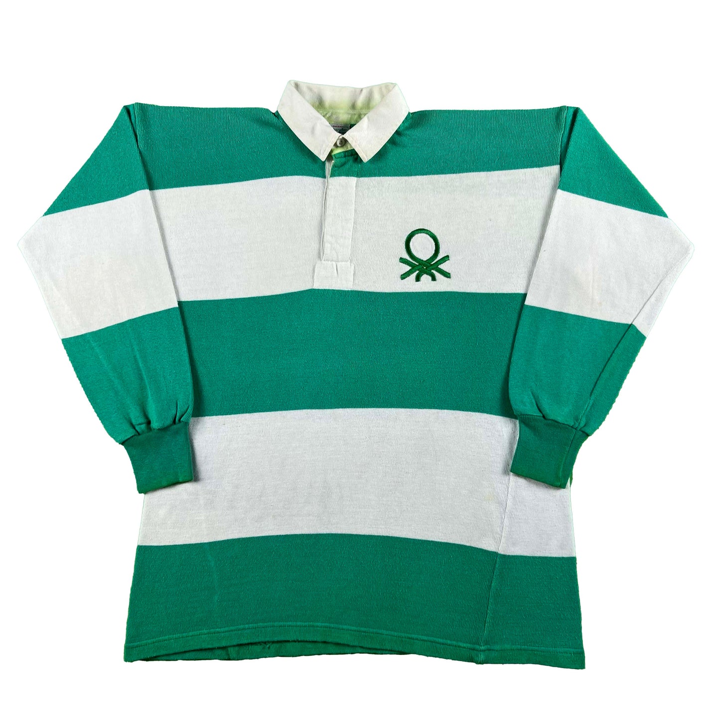 80s Made in Italy benetton Striped Rugby Shirt- L