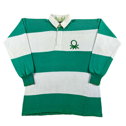 80s Made in Italy benetton Striped Rugby Shirt- L