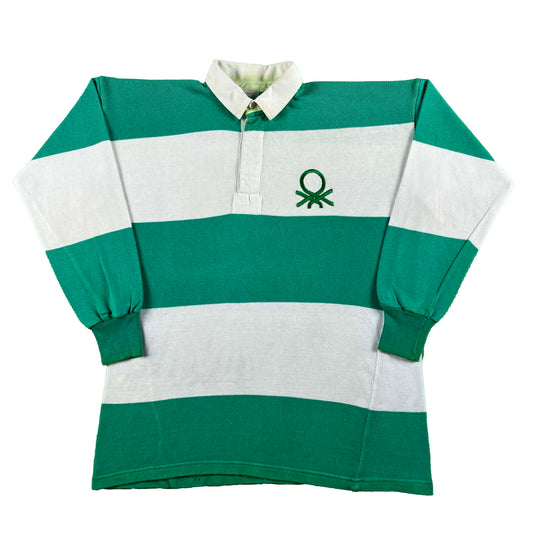 80s Made in Italy benetton Striped Rugby Shirt- L