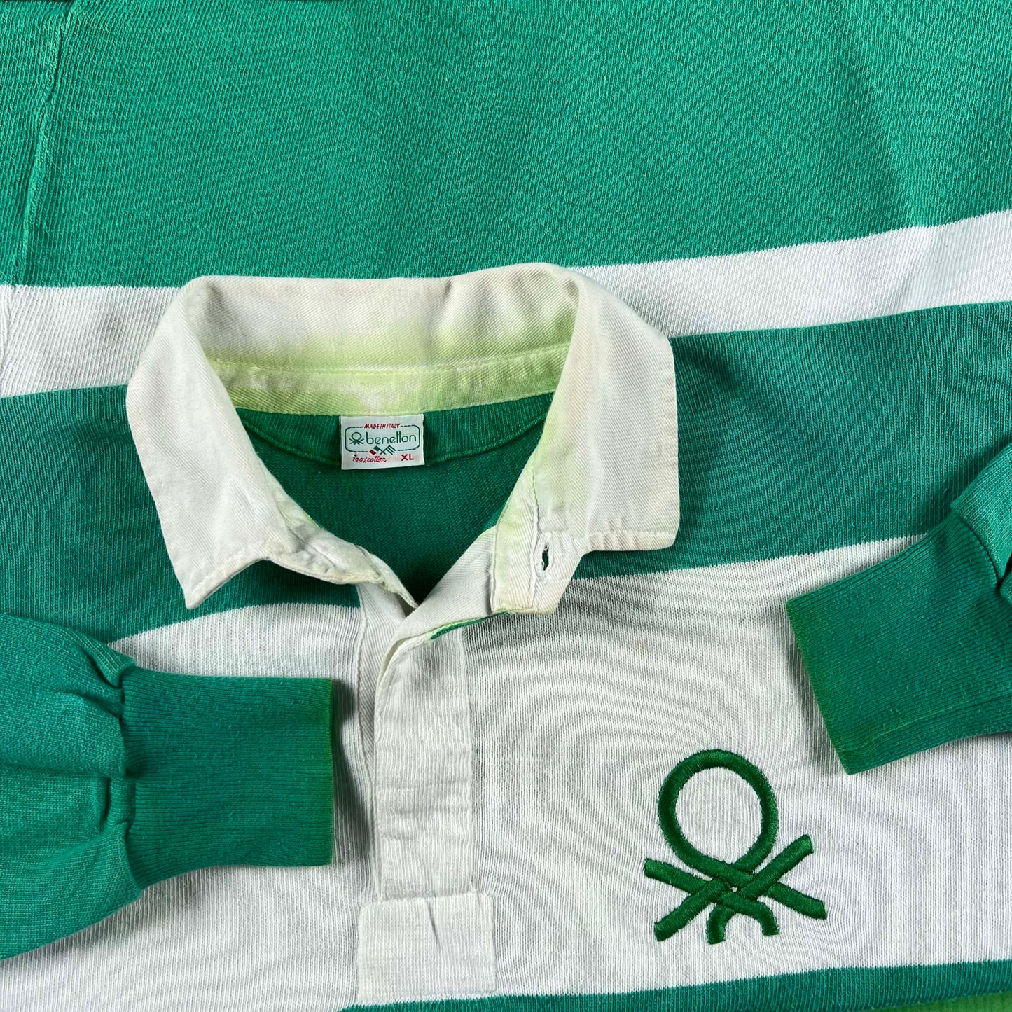 80s Made in Italy benetton Striped Rugby Shirt- L