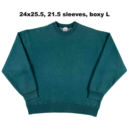 90s Super Heavyweight Blank Green Sweatshirts- SELECT SWEAT