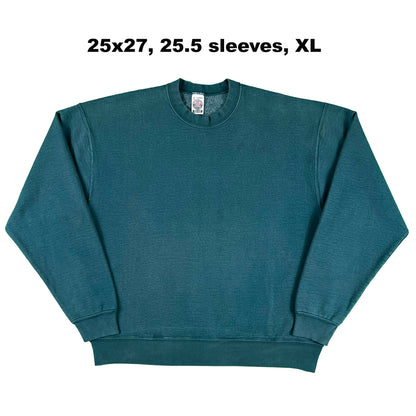 90s Super Heavyweight Blank Green Sweatshirts- SELECT SWEAT