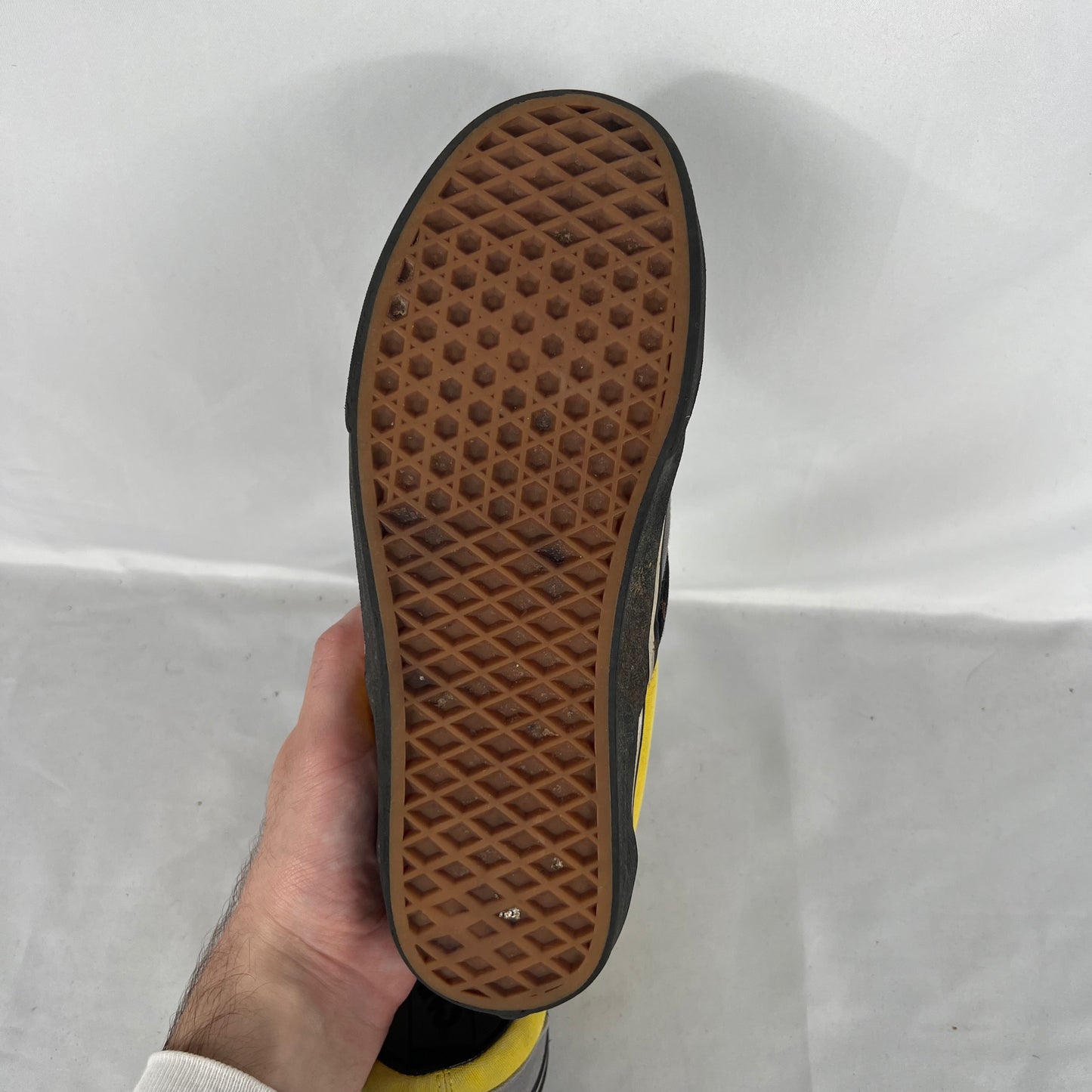 Grey & Yellow Slip On Vans- M's 9, W's 10.5