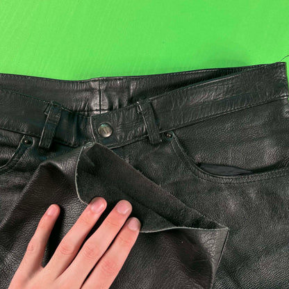 90s Black Leather Pants- 32x27