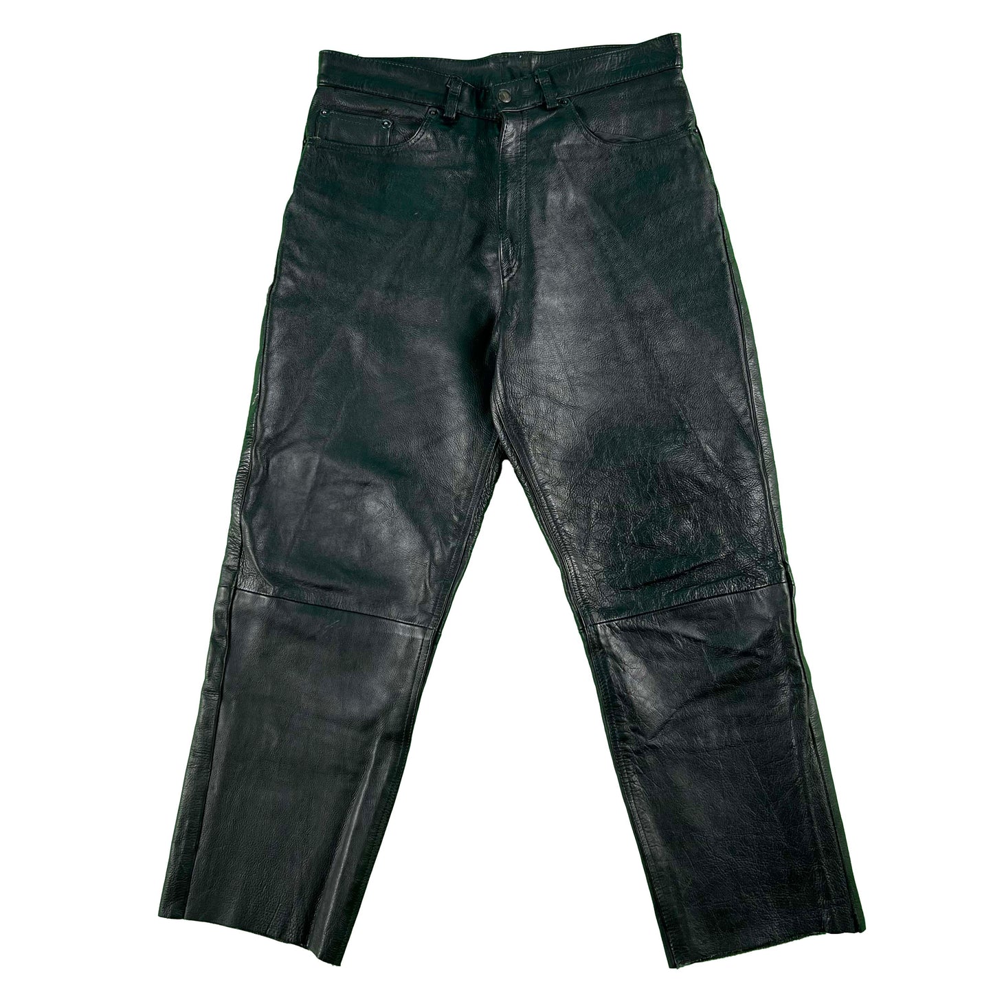90s Black Leather Pants- 32x27