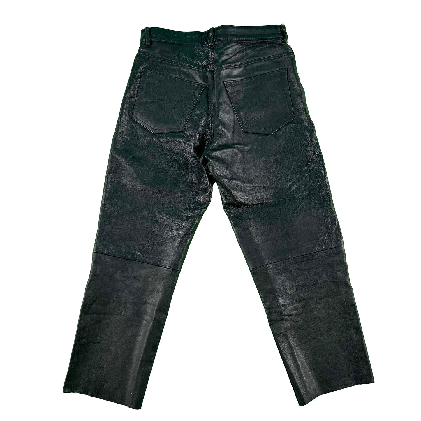 90s Black Leather Pants- 32x27
