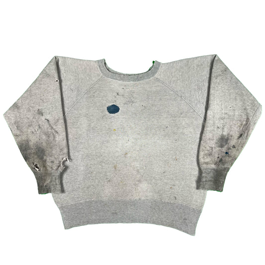 50s Repaired & Thrashed Grey Sweatshirt- M