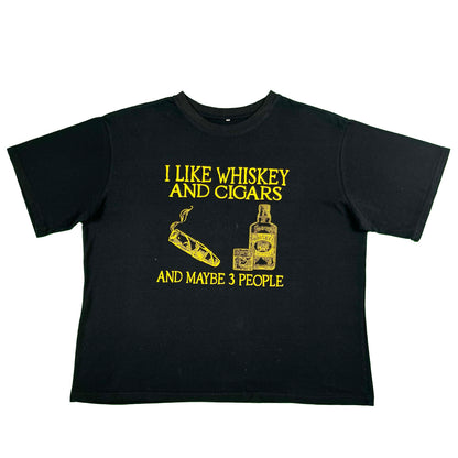 00s I Like Whiskey and Cigars Boxy Tee- XL