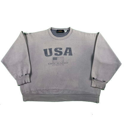 90s Safety Pinned Orlando Sweatshirt- Crop XL