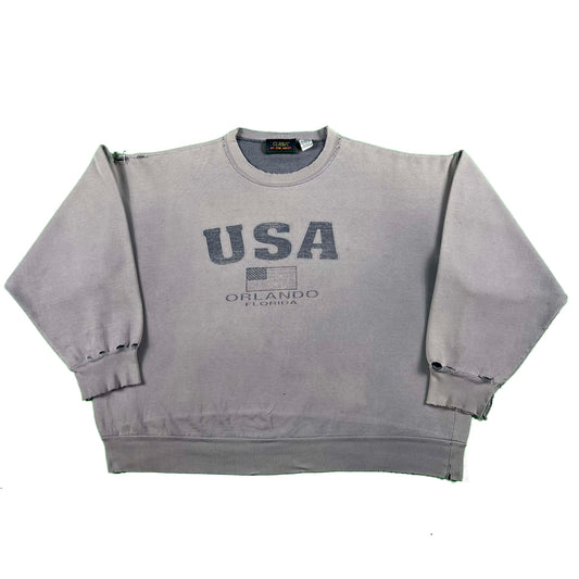 90s Safety Pinned Orlando Sweatshirt- Crop XL