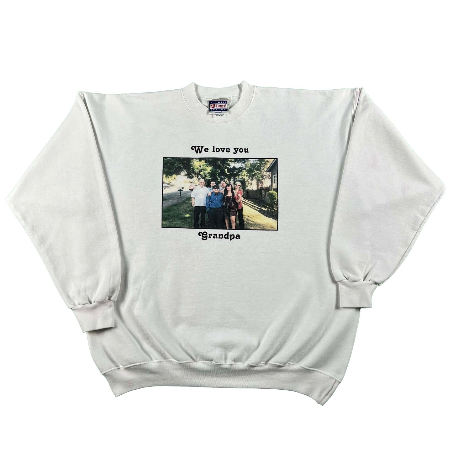 00s 'We Love You Grandpa' Photo Print Sweatshirt- XL