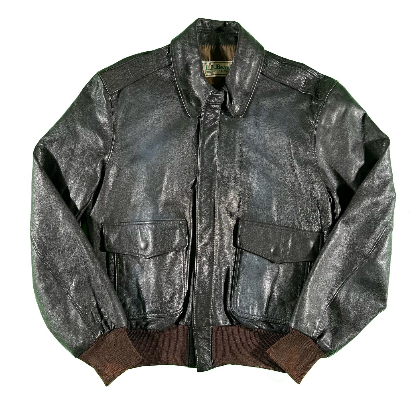 80s L.L. Bean A2 Style Leather Jacket- M