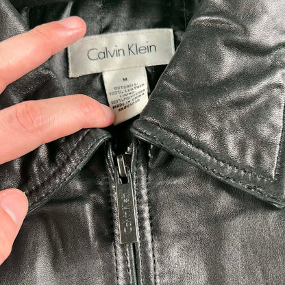 00s Calvin Klein Soft Black Leather Jacket- S