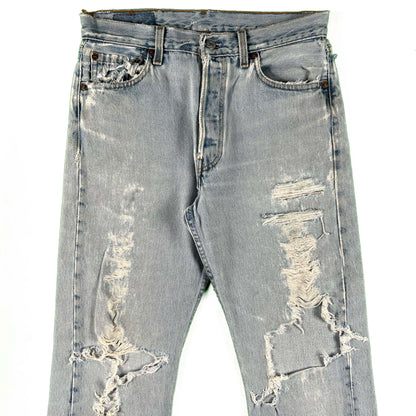 90s Thrashed Levi's 501 Light Wash Denim- 29x31.5