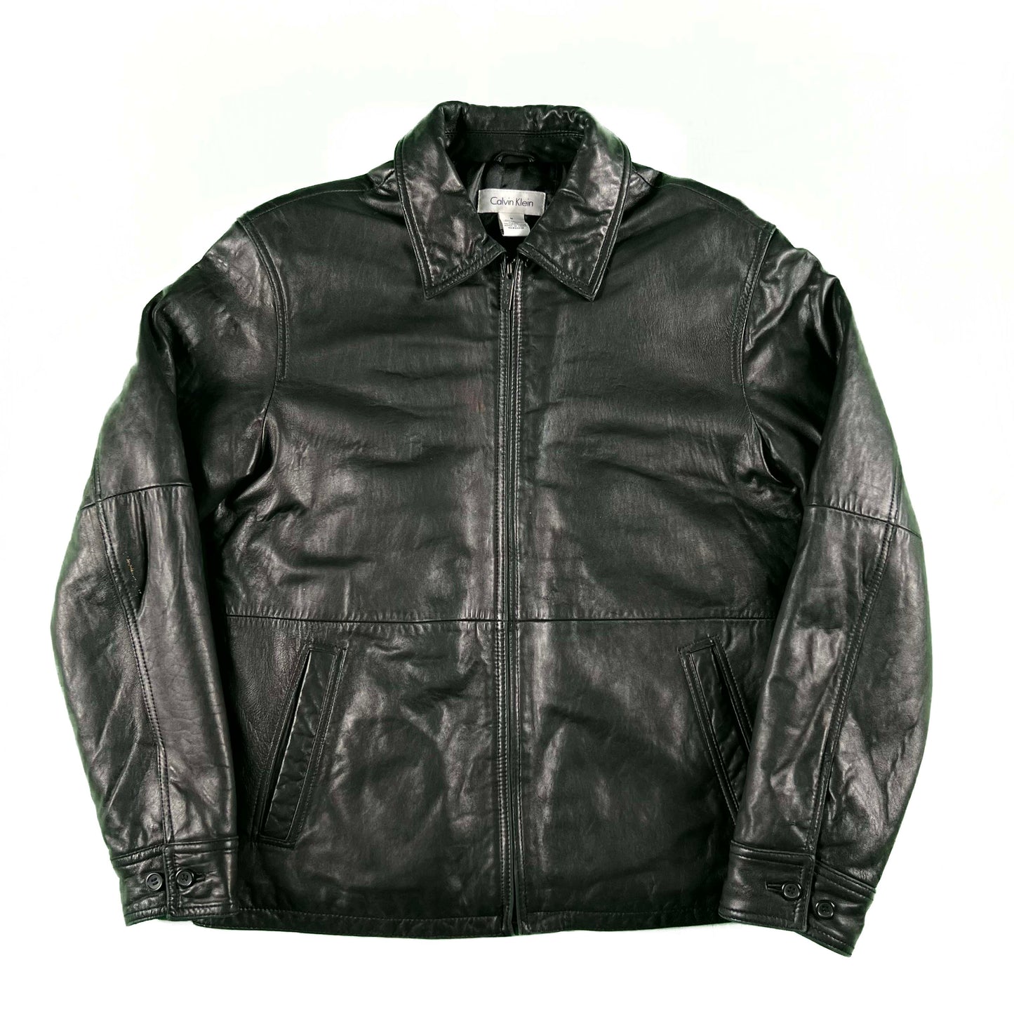 00s Calvin Klein Soft Black Leather Jacket- S
