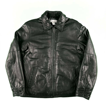 00s Calvin Klein Soft Black Leather Jacket- S