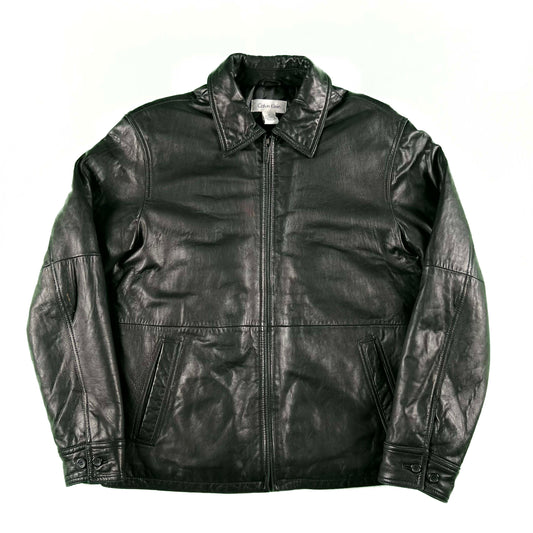 00s Calvin Klein Soft Black Leather Jacket- S