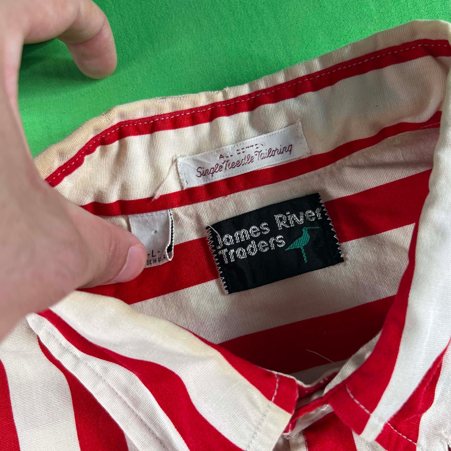 80s James River Traders Striped Button Up- L