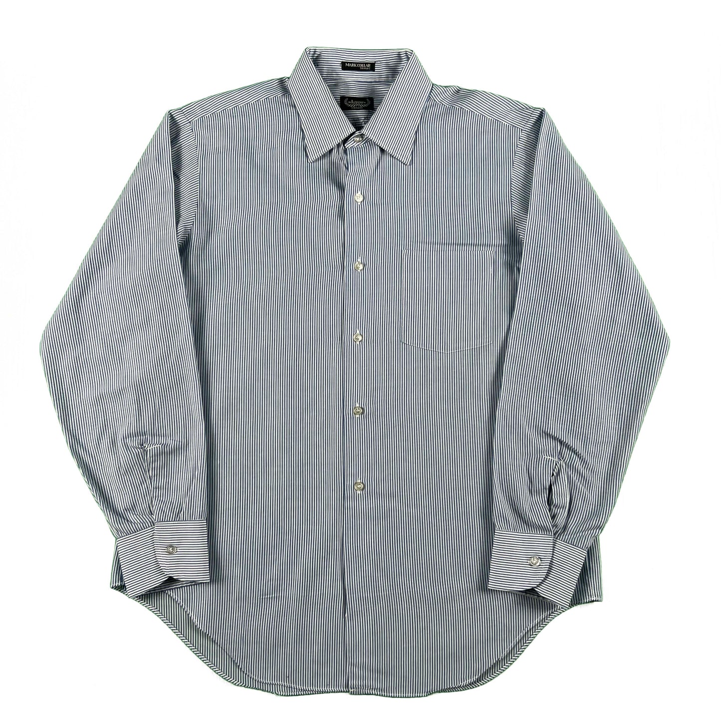 80s Arrow Canada Striped 'Mark Collar' Shirt- L