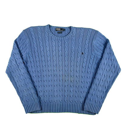 90s Polo RL Baby Blue Cotton Knit Sweater- XL