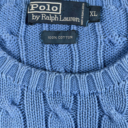 90s Polo RL Baby Blue Cotton Knit Sweater- XL