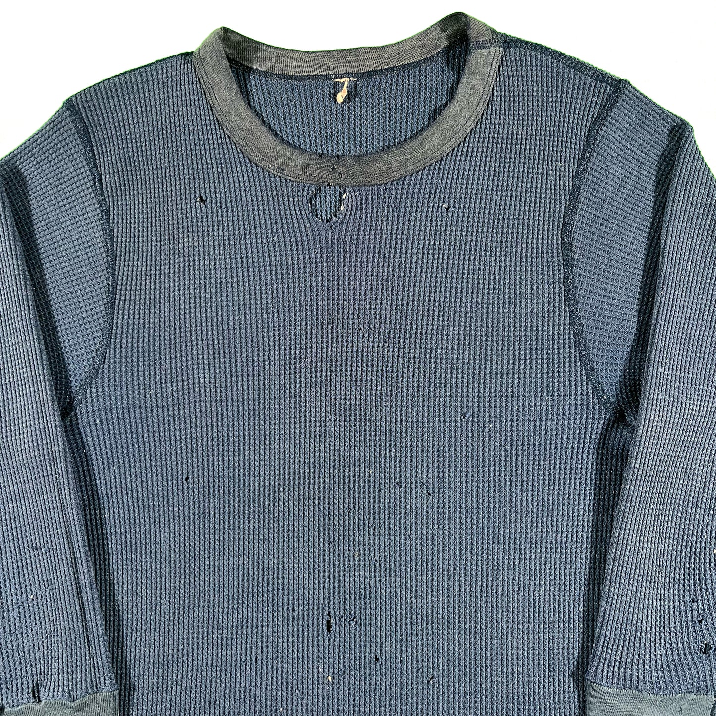 70s Tattered Waffle Knit Thermal- M