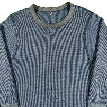 70s Tattered Waffle Knit Thermal- M