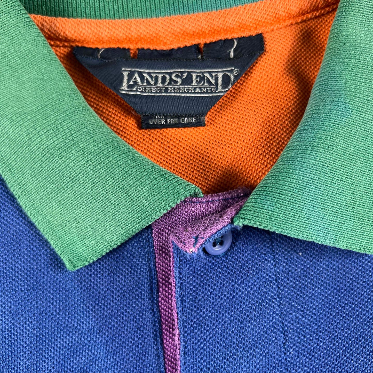 80s Lands' End Colorblock Polo Shirt- XL