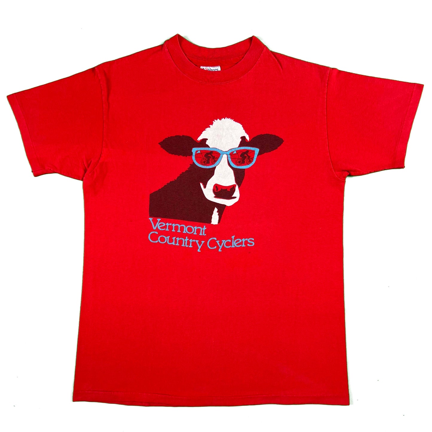 80s Vermont Country Cyclers Cow Tee- L