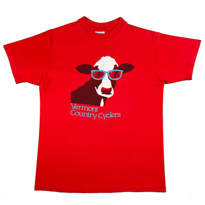 80s Vermont Country Cyclers Cow Tee- L