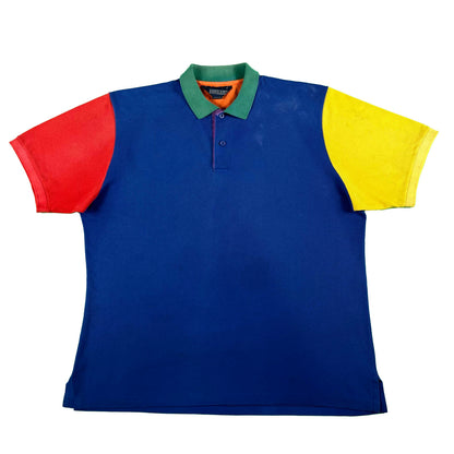 80s Lands' End Colorblock Polo Shirt- XL