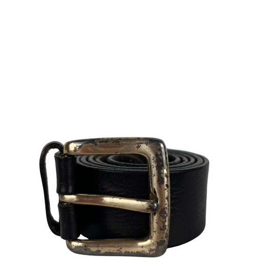 00s Express Patina Black Leather Belt- M