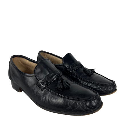 90s Soft Black Made in Italy Leather Tassel Loafers- M's 11, W's 12.5