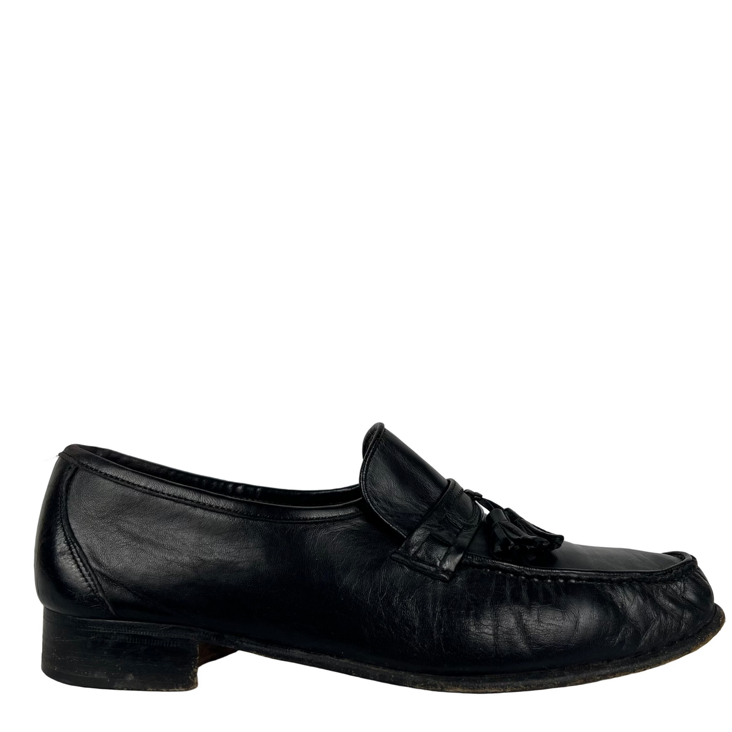 90s Soft Black Made in Italy Leather Tassel Loafers- M's 11, W's 12.5