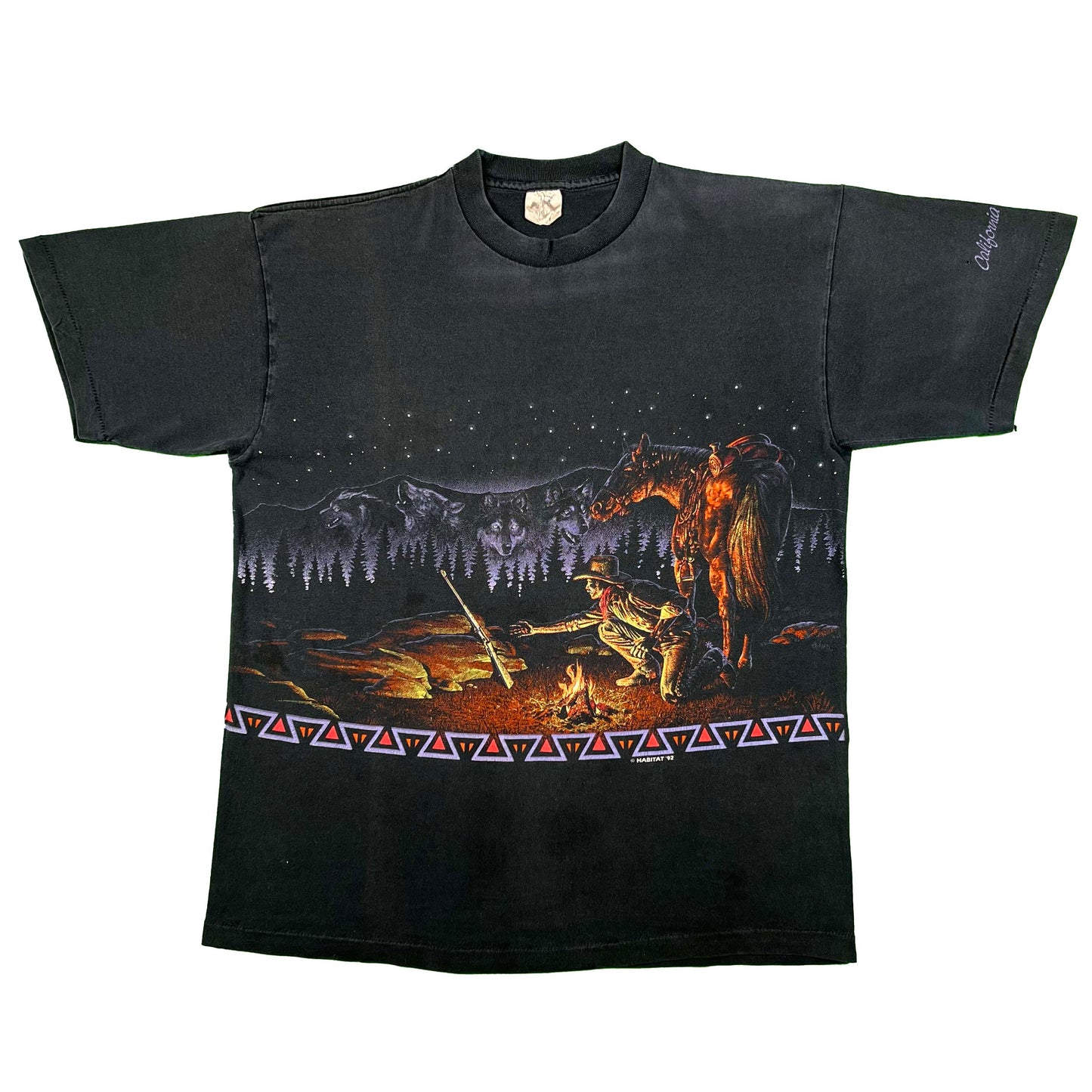 90s Western Cowboy Wolves Tee- M