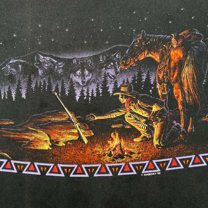 90s Western Cowboy Wolves Tee- M