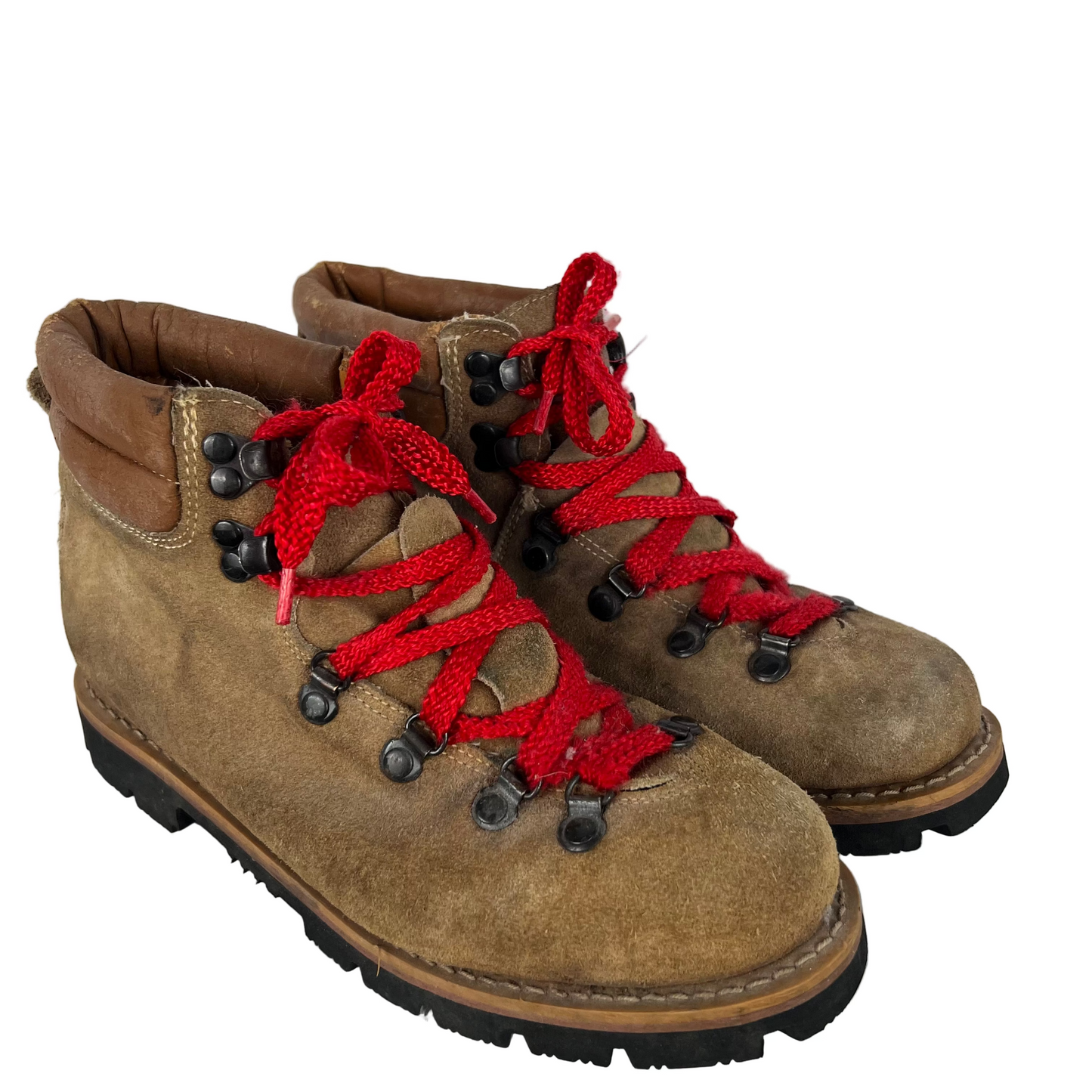 70s Red Lace Suede Leather Hiking Boots- M's 10, W's 11.5