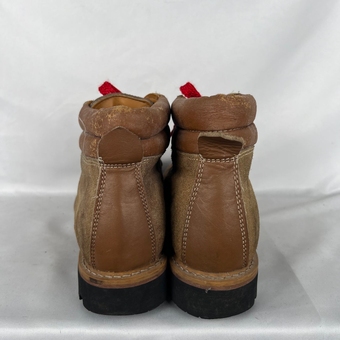 70s Red Lace Suede Leather Hiking Boots- M's 10, W's 11.5