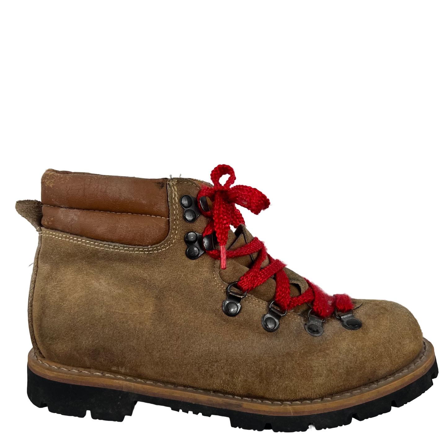 70s Red Lace Suede Leather Hiking Boots- M's 10, W's 11.5