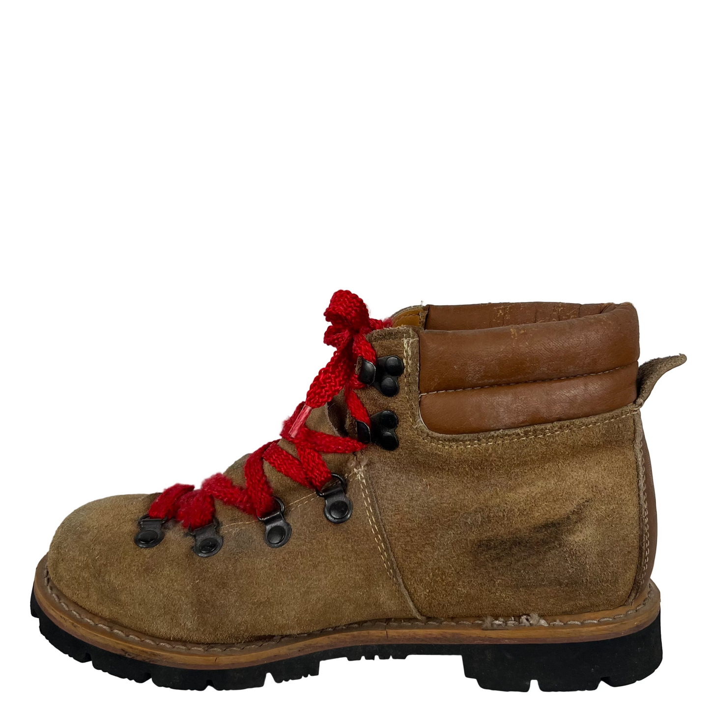 70s Red Lace Suede Leather Hiking Boots- M's 10, W's 11.5
