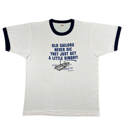 80s Old Sailors Never Die Ringer Tee- L