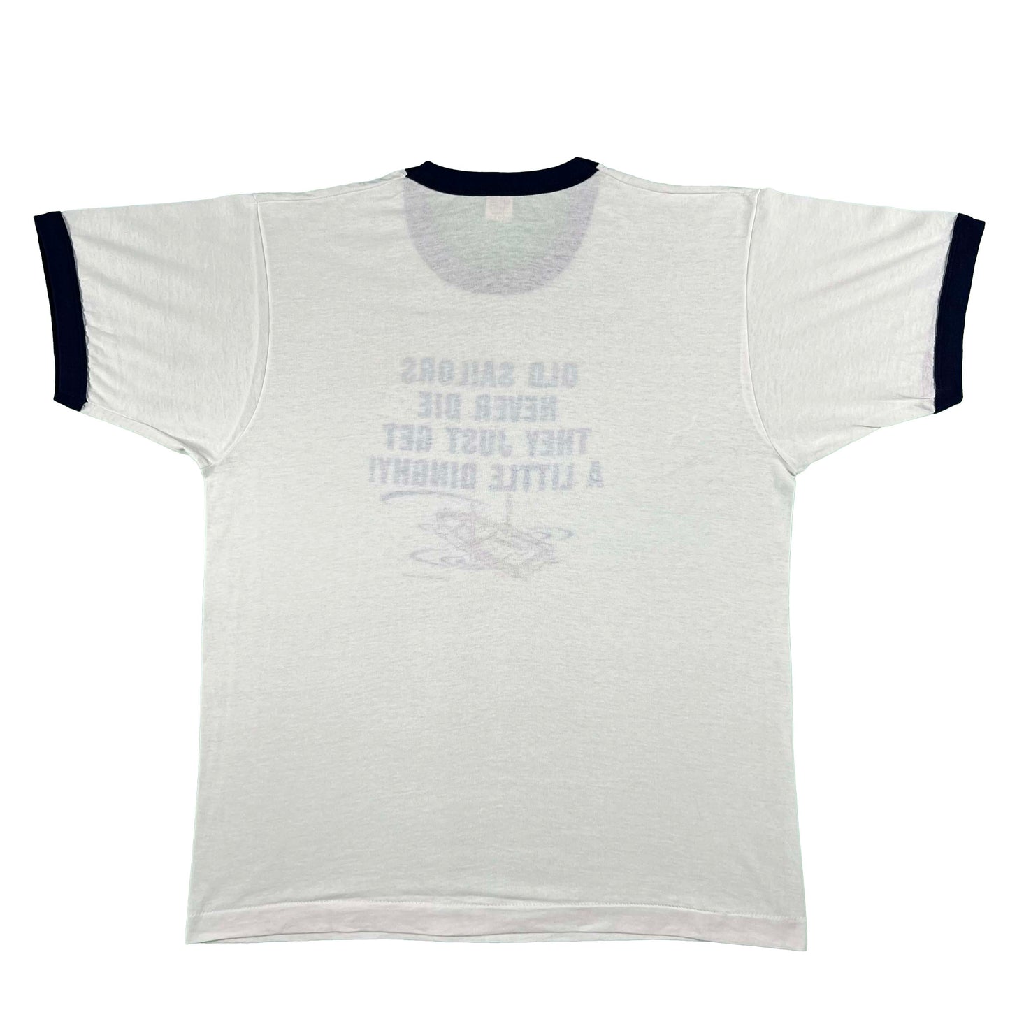 80s Old Sailors Never Die Ringer Tee- L