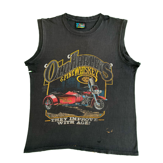 80s Sun Faded Harley & Whiskey Muscle Tee- M