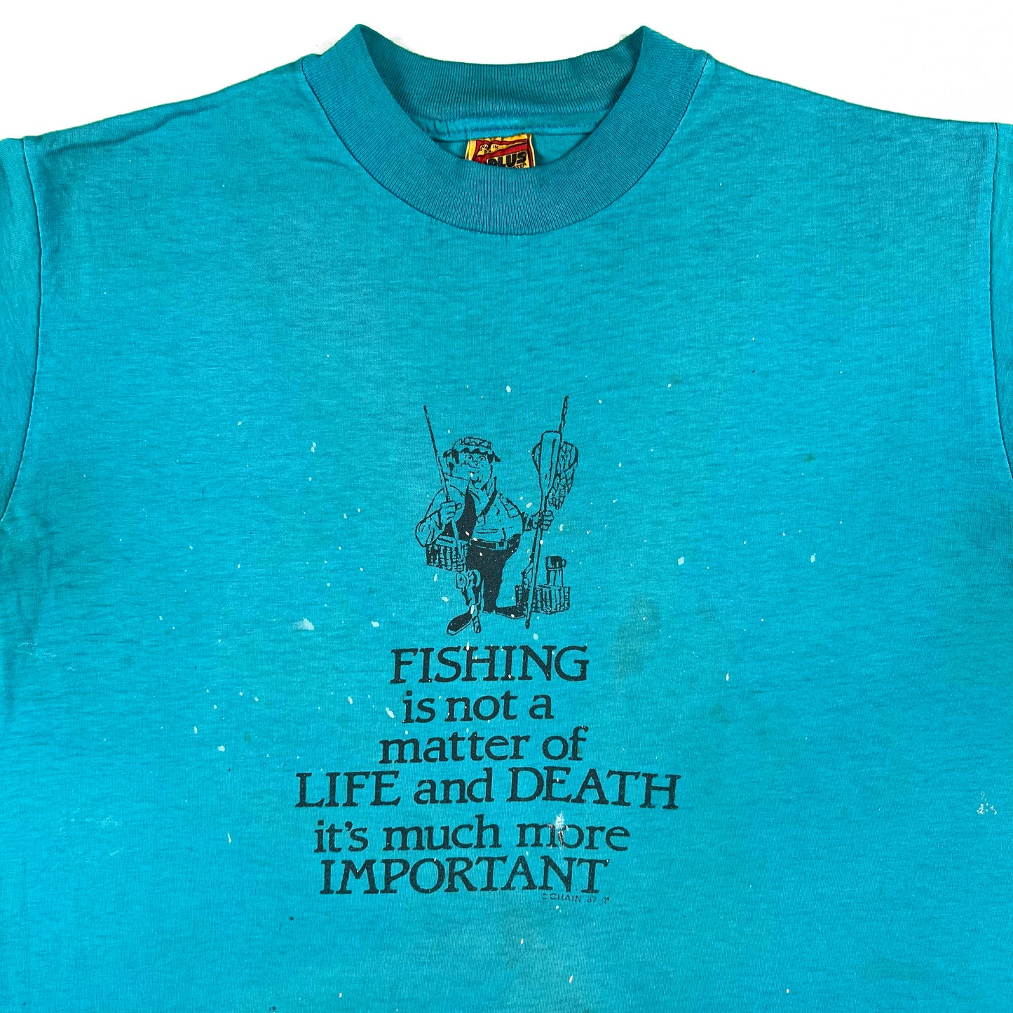 80s 'Fishing is not a Matter of Life and Death' Painters Tee- M