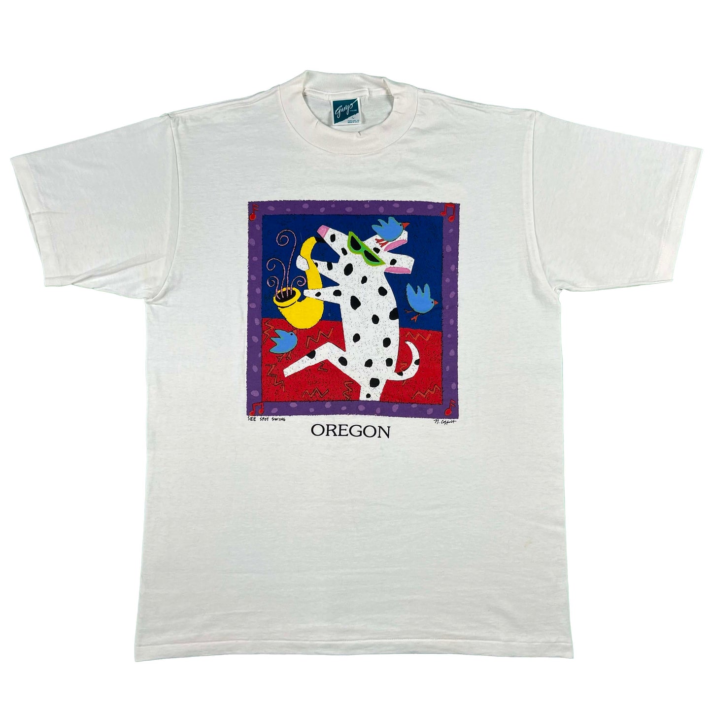 90s Oregon Cow Art Tee- L