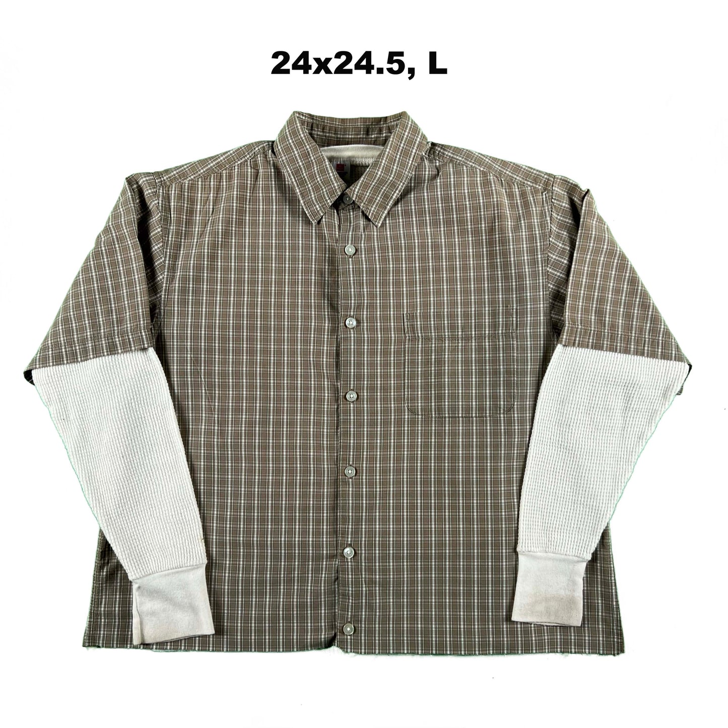 Vintage Old Navy Cropped Plaid Shirt & Waffle Knit Thermals- SELECT COMBO