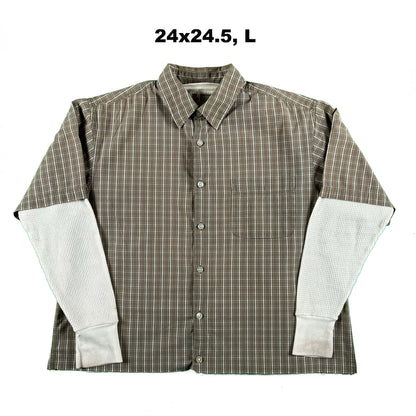Vintage Old Navy Cropped Plaid Shirt & Waffle Knit Thermals- SELECT COMBO
