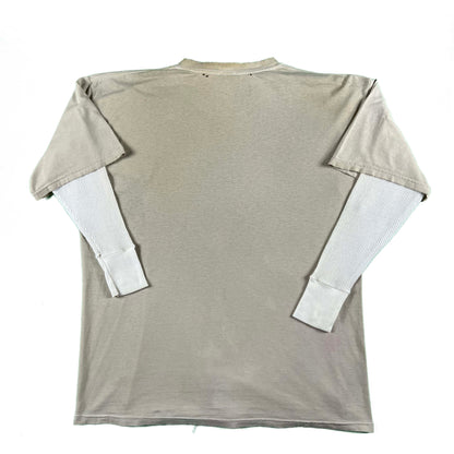 00s Thrashed 'Shut the Buck Up' Tee & 70s Waffle Knit Thermal- XL