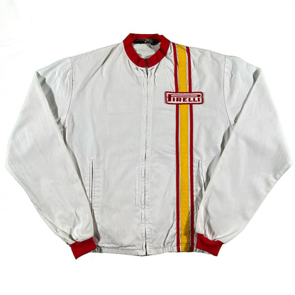 70s White Pirelli Tires Racing Jacket- L