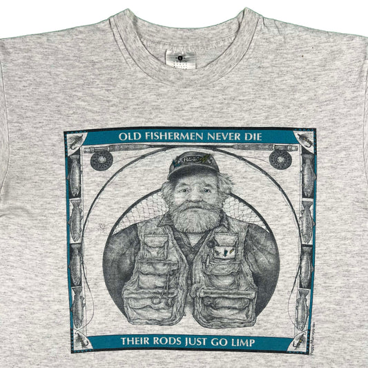 90s Old Fishermen Never Die Tee- L